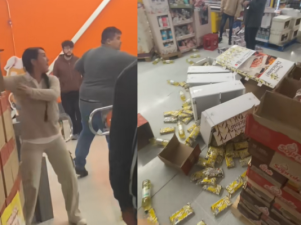 VIDEO: Mujer lanza mercadería tras ser sorprendida robando y se lleva reto de trabajadora